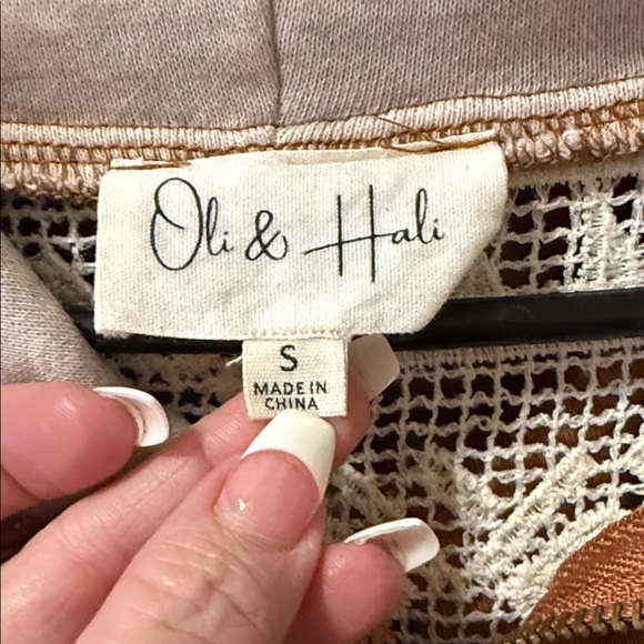 Oli & Hali Cream and Mustard Patchwork Zip Hoodie - Picture 3 of 7